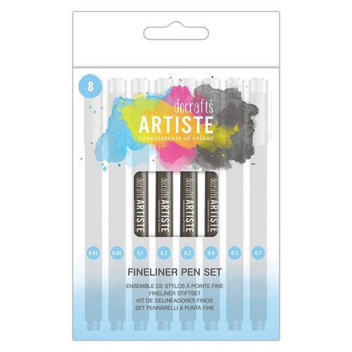 Artiste Fineliners schwarz Feder 0,05- 0,7mm 8 Stück