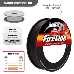 The Beadsmith Fireline Berkley 4 LB SMOKE - schwarz 0,005 IN / 0,12mm 50 Yard - 45,8m / Spule