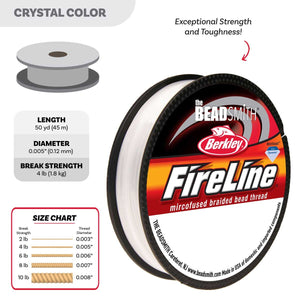 The Beadsmith Fireline Berkley 4 LB CRYSTAL 0,005 IN / 0,12MM 50 Yard - 45,8m / Spule