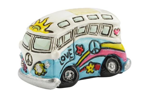 Miniatur Flower-Power Bus Polyresin 3,8x2x2cm 1 Stück