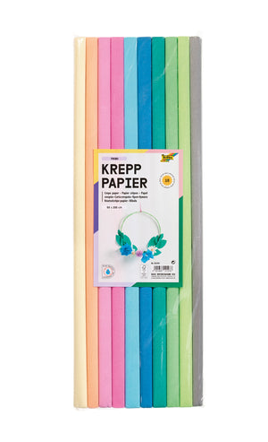 FOLIA Krepppapier Set Pastellfarben 50x200cm 10 Bögen