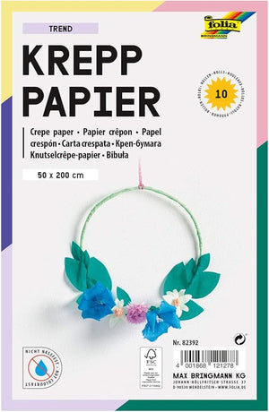 FOLIA Krepppapier Set Pastellfarben 50x200cm 10 Bögen