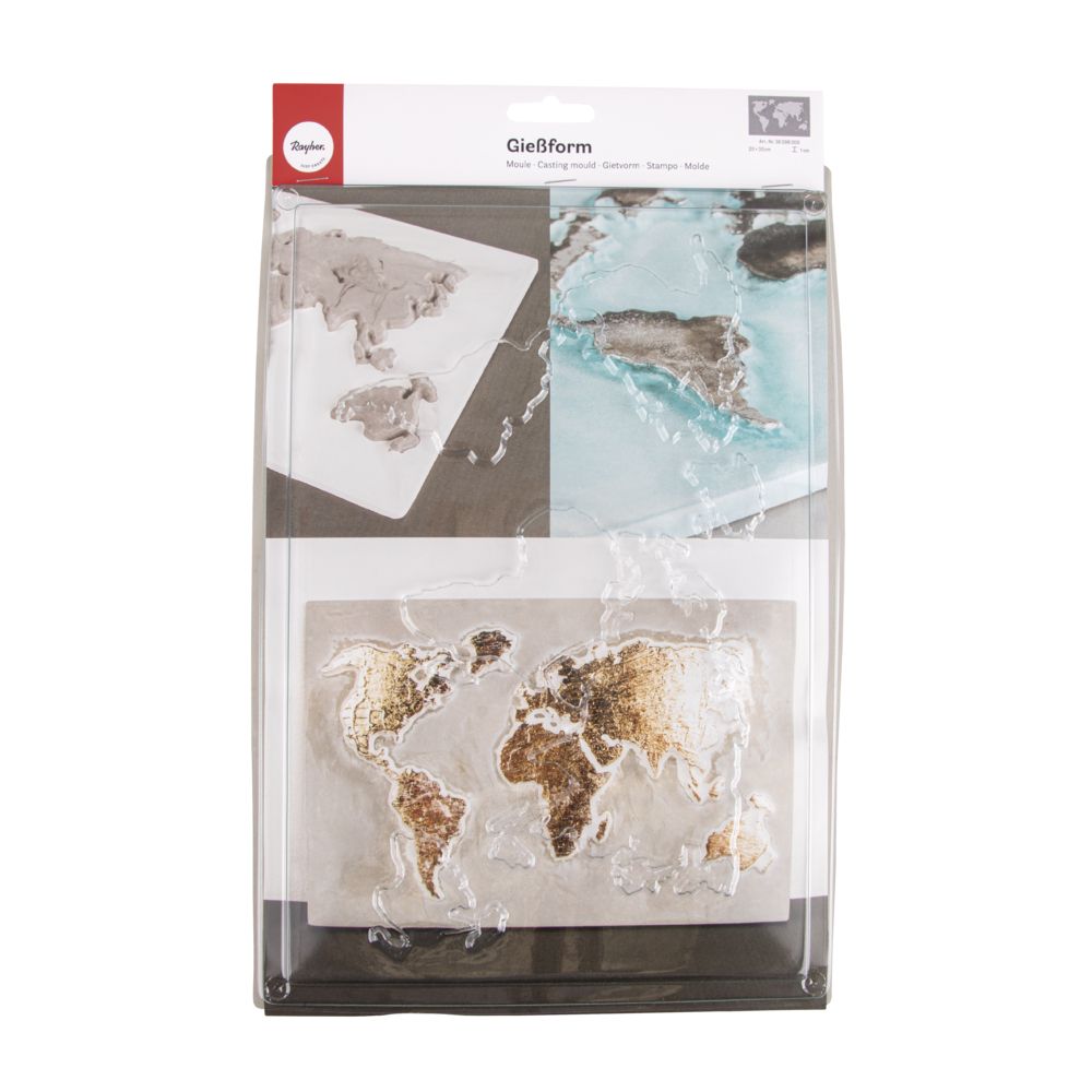 Gießform Weltkarte Kontinente 20x30cm