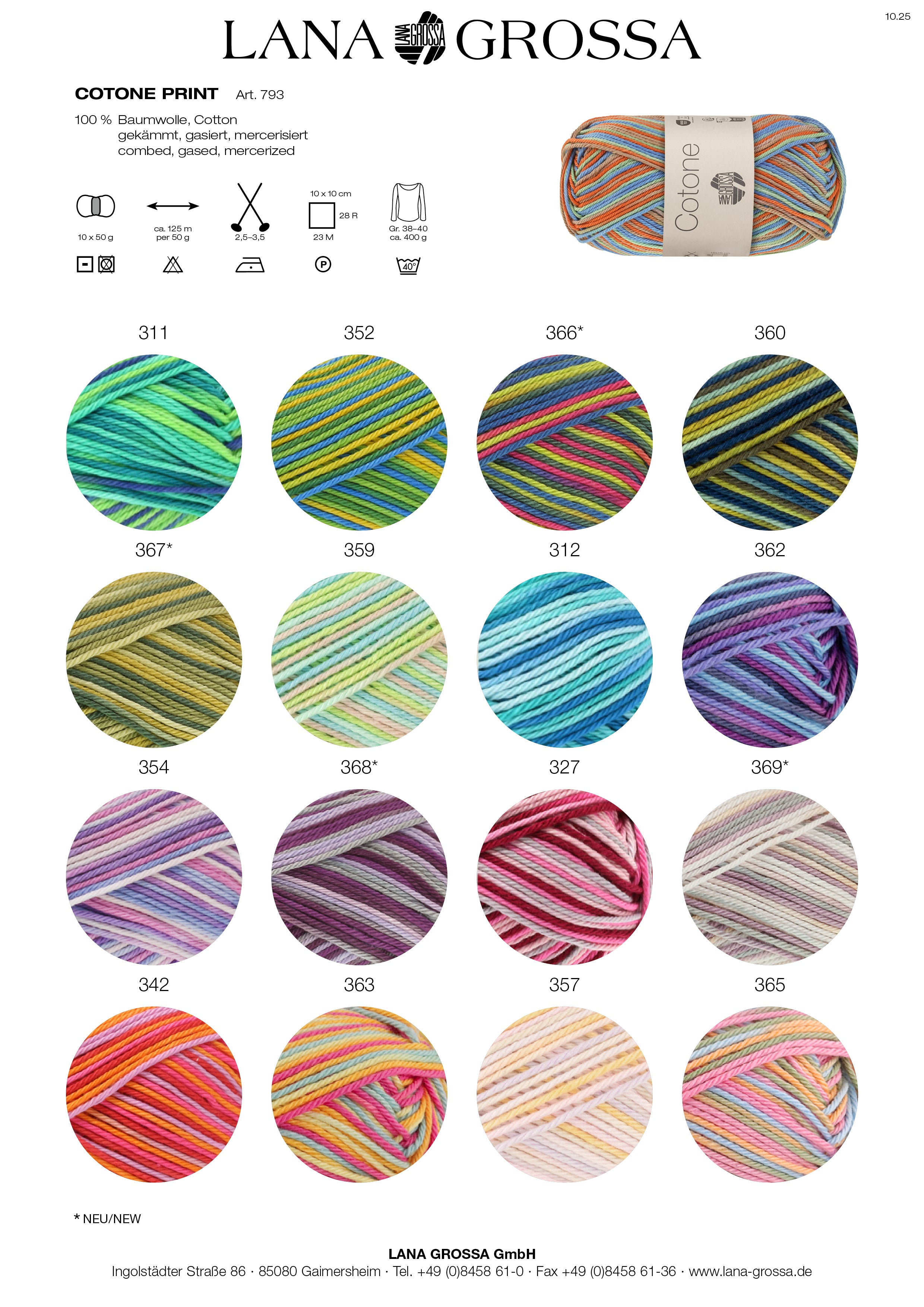 Lana Grossa Cotone Print Baumwollbasicgarn 50g 125m