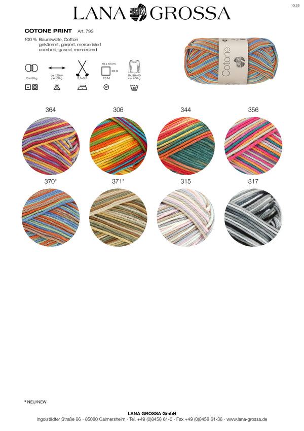 Lana Grossa Cotone Print Baumwollbasicgarn 50g 125m