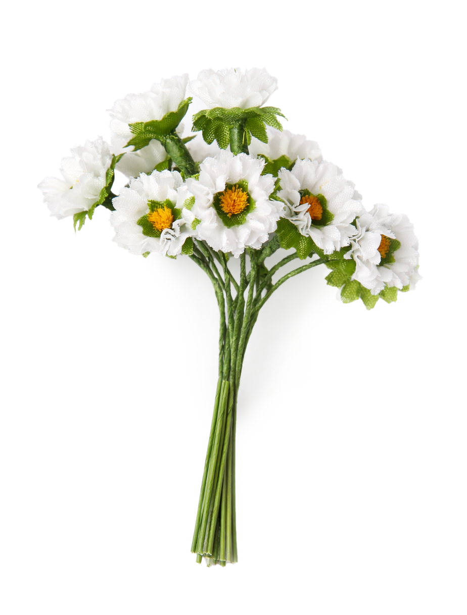 Gänseblümchen im Bund 12 Blüten am Drahtstiel 15 mm