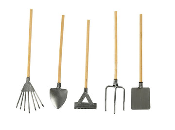 Gartengeräte-Set 11cm, Holz/Metall, 5 Stück