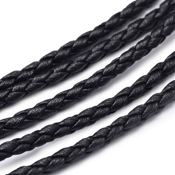 Kunstlederband geflochten schwarz 3mm per Laufmeter