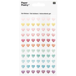 Gelsticker Herzen Glitter pastell 1 Bogen 9,5x15cm