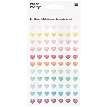 Gelsticker Herzen Glitter pastell 1 Bogen 9,5x15cm