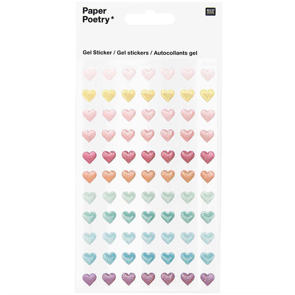 Gelsticker Herzen Glitter pastell 1 Bogen 9,5x15cm