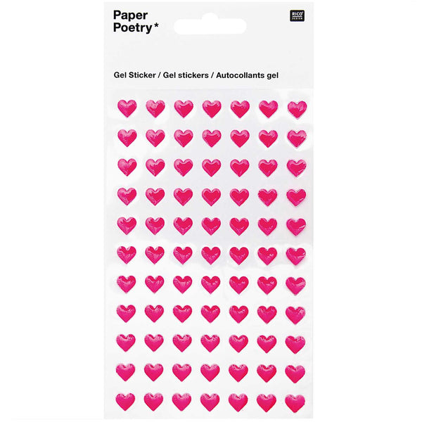 Gelsticker Herzen neon pink 1 Bogen 9,5x19cm