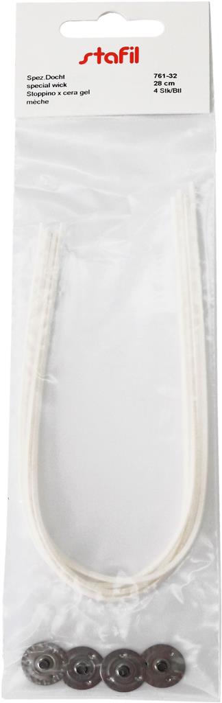 Geldocht gewachster Docht mit Aluplättchen 28cm 4 Stück