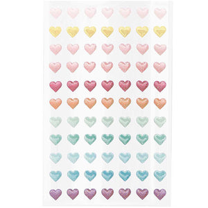 Gelsticker Herzen Glitter pastell 1 Bogen 9,5x15cm