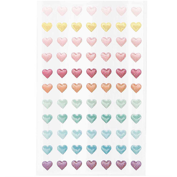 Gelsticker Herzen Glitter pastell 1 Bogen 9,5x15cm