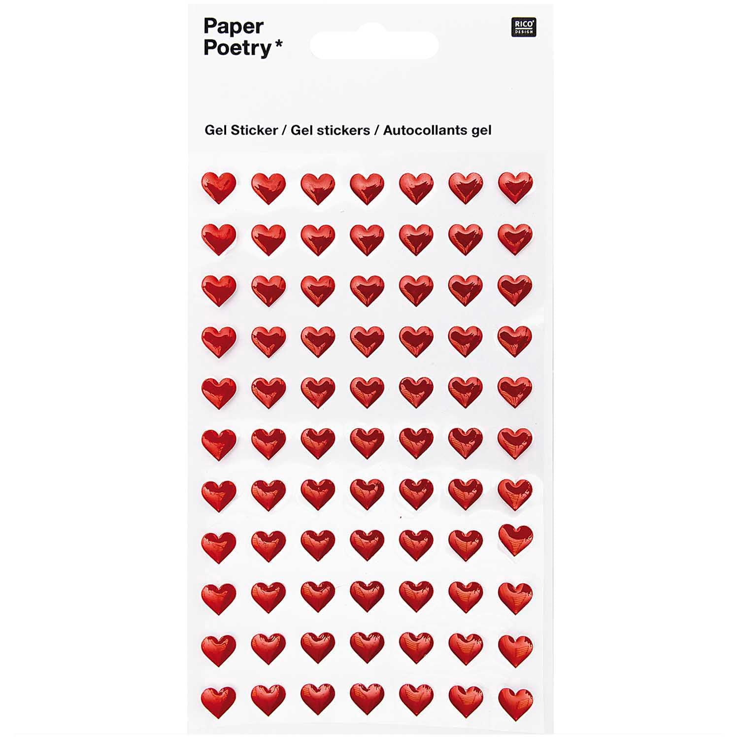 Gelsticker Herzen rot 1 Bogen 9,5x19cm