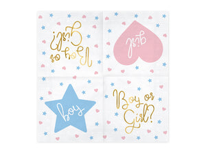 Gender Reveal Party Servietten 33x33cm 20 Stück