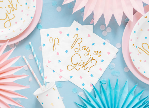 Gender Reveal Party Servietten 33x33cm 20 Stück