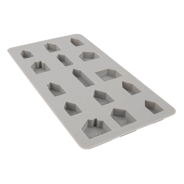 Silikon Gießform Mini Häuser 14,5x26x1,5cm 15 Formen 1 Stück