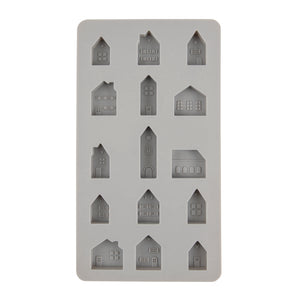 Silikon Gießform Mini Häuser 14,5x26x1,5cm 15 Formen 1 Stück