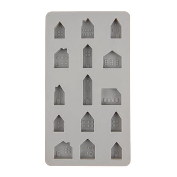 Silikon Gießform Mini Häuser 14,5x26x1,5cm 15 Formen 1 Stück