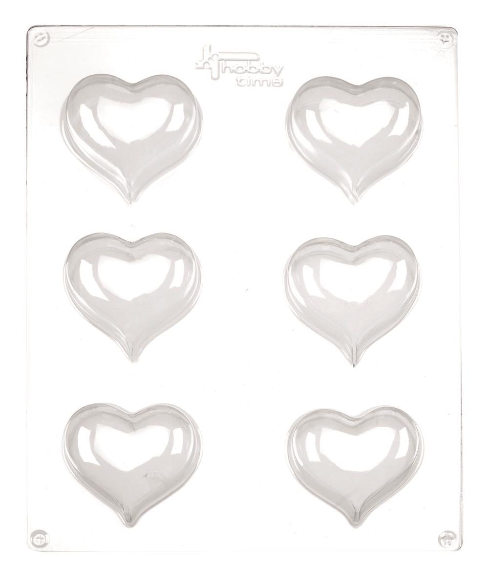 Gießform Herzen Kunststoff transparent 6x35g-5,5cm 23,5x18x5cm