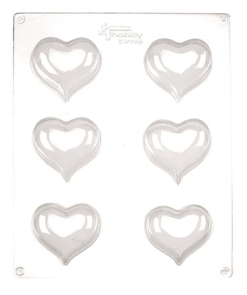 Gießform Herzen Kunststoff transparent 6x35g-5,5cm  23,5x18x5cm