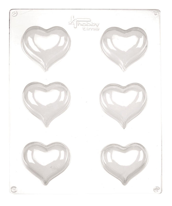 Gießform Herzen Kunststoff transparent 6x35g-5,5cm  23,5x18x5cm