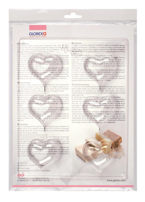 Gießform Herzen Kunststoff transparent 6x35g-5,5cm 23,5x18x5cm