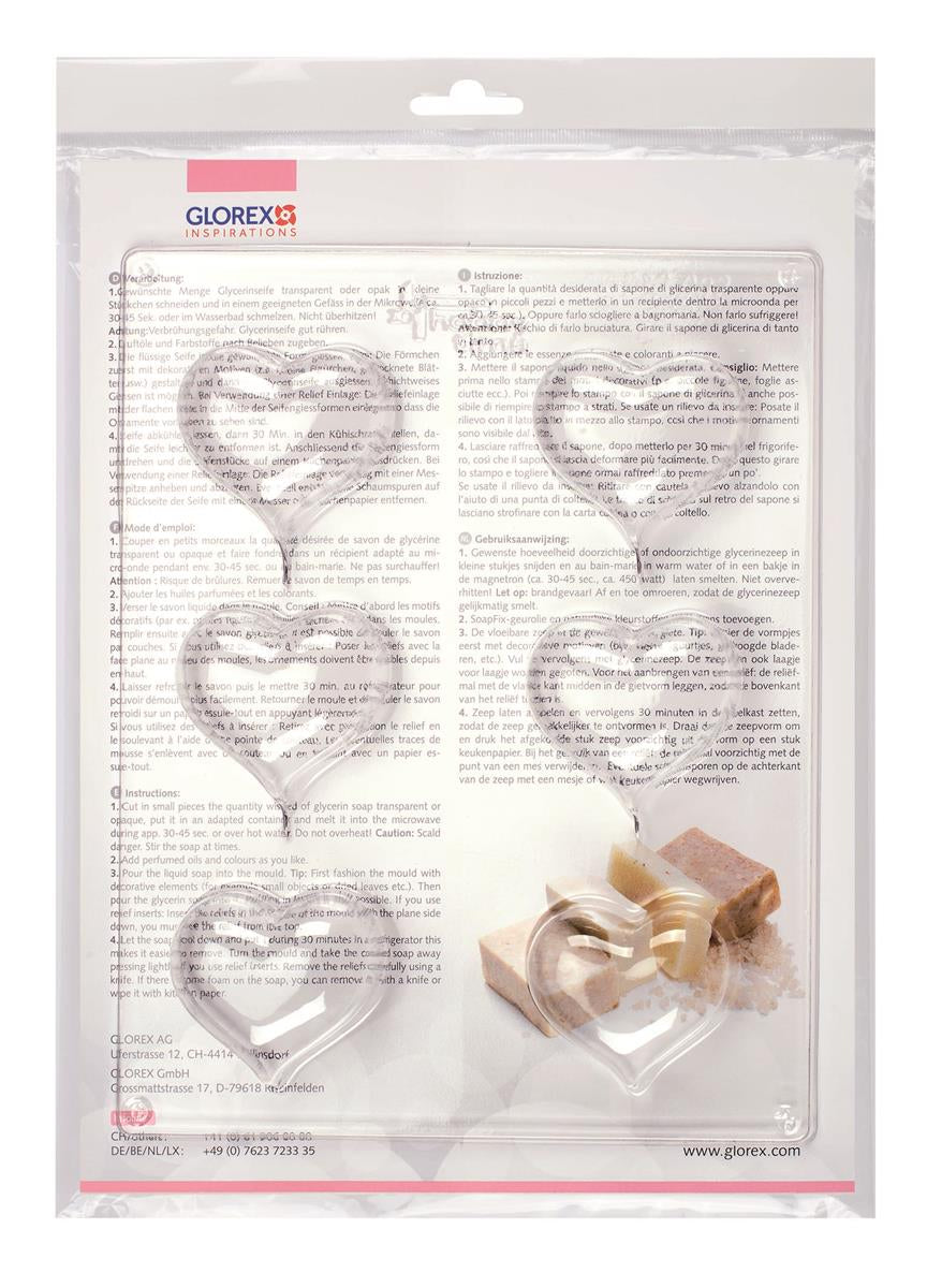 Gießform Herzen Kunststoff transparent 6x35g-5,5cm 23,5x18x5cm