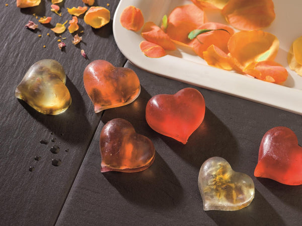 Gießform Herzen Kunststoff transparent 6x35g-5,5cm  23,5x18x5cm