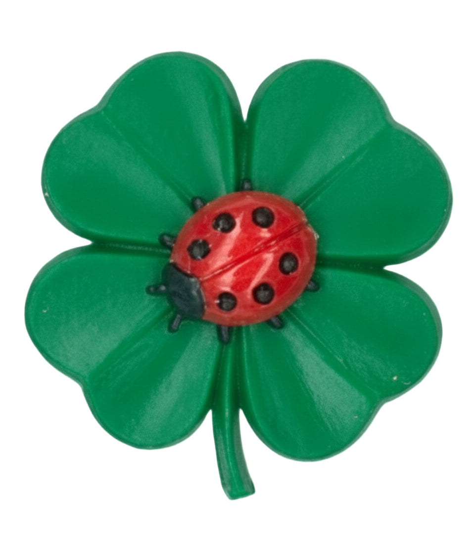 Kunststoff Glücksbringer Kleeblatt mit Marienkäfer 3cm 1 Stück