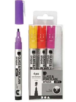 Glas-/Porzellanmalstift Strichstärke 1-2 mm 4 Stück/ Packung