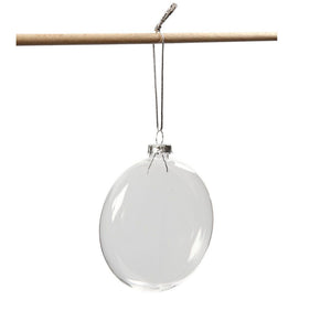 Glaskugel flach Medaillon transparent 8cm 1 Stück