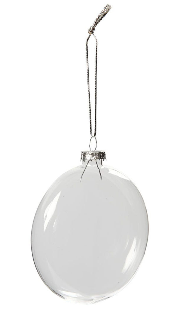 Glaskugel flach Medaillon transparent 8cm 1 Stück