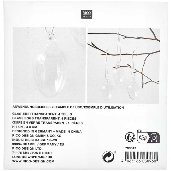 Glas-Eier-Set transparent 2-teilig 3,2 cm