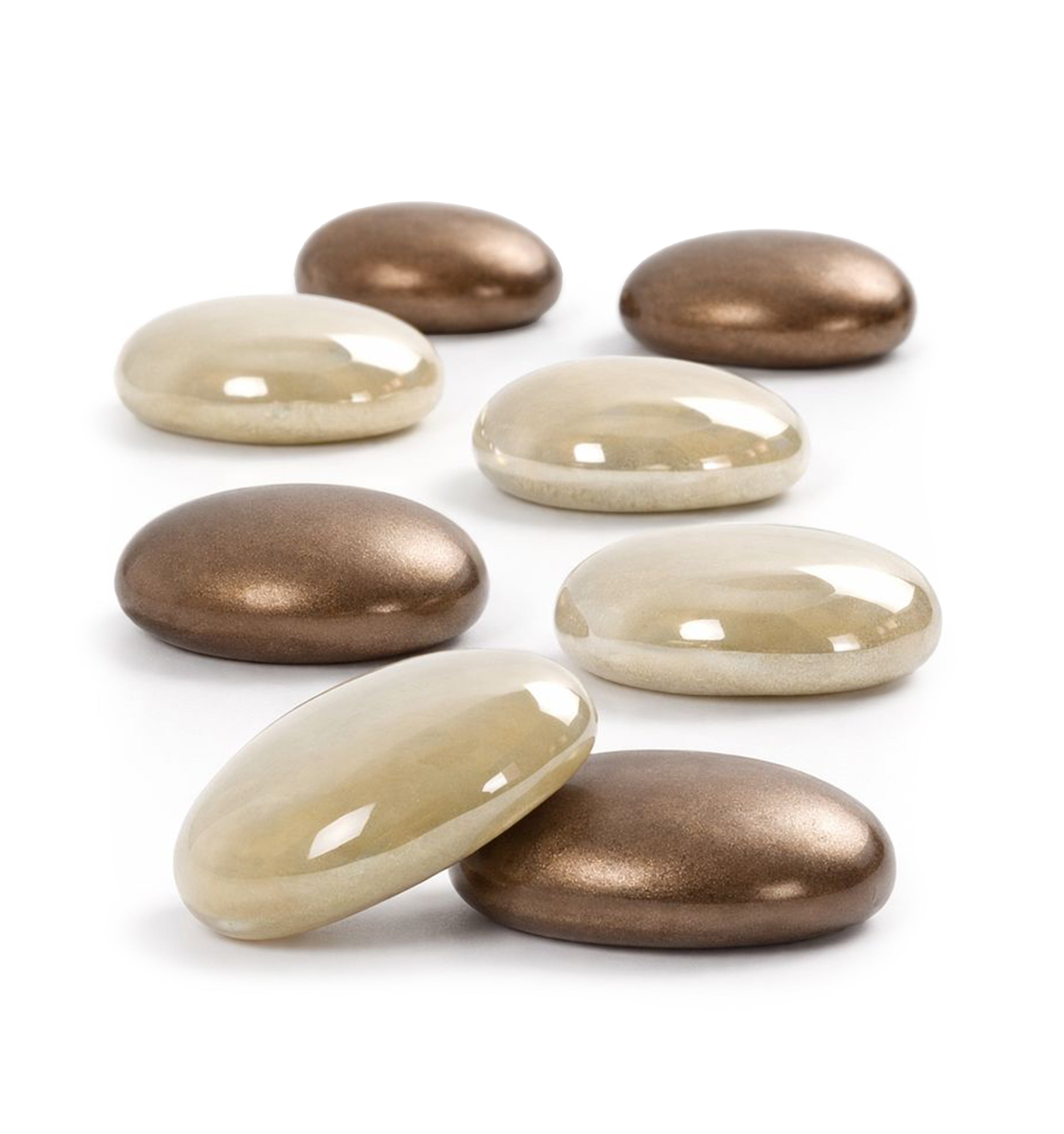 Glasnuggets beige glänzend und braun matt, 18-20mm, 370g