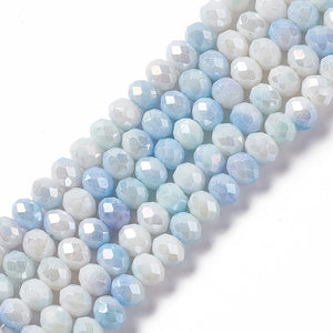 Glasperlen Abacus Ombre Light Sky Blue 8x6mm 60 Stück / Strang