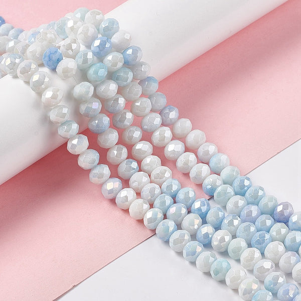 Glasperlen Abacus Ombre Light Sky Blue 8x6mm 60 Stück / Strang