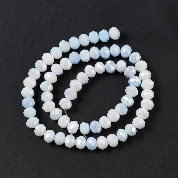 Glasperlen Abacus Ombre Light Sky Blue 8x6mm 60 Stück / Strang
