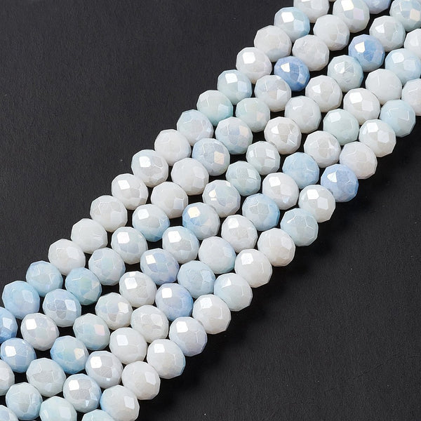 Glasperlen Abacus Ombre Light Sky Blue 8x6mm 60 Stück / Strang