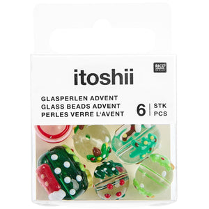 Glasperlen Advent grün 6 Stück
