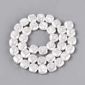Glasperlen Quadrat Perlmuttglanz 10mm 37 Stück / Strang