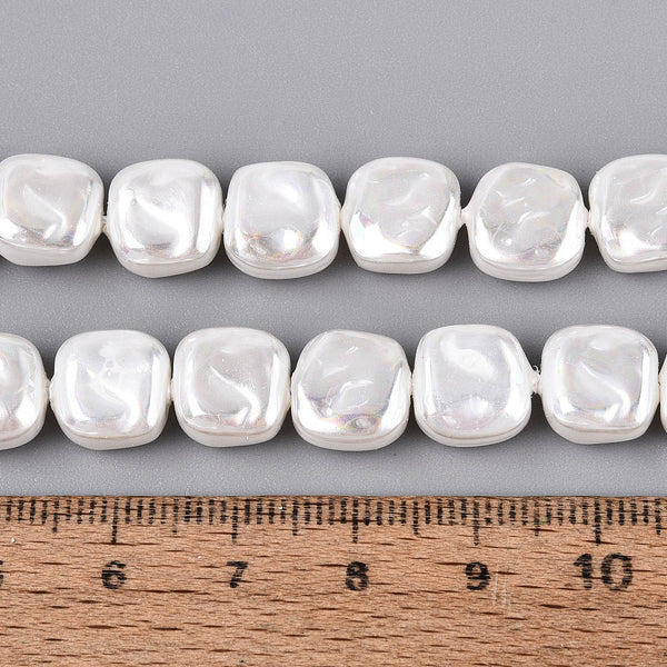 Glasperlen Quadrat Perlmuttglanz 10mm 37 Stück / Strang