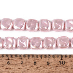 Glasperlen Quadrat Perlmuttglanz 10mm 37 Stück / Strang