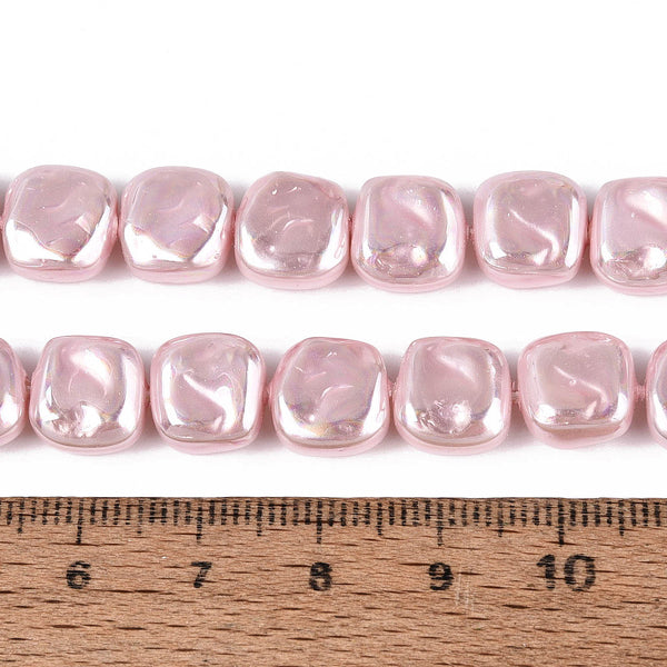 Glasperlen Quadrat Perlmuttglanz 10mm 37 Stück / Strang