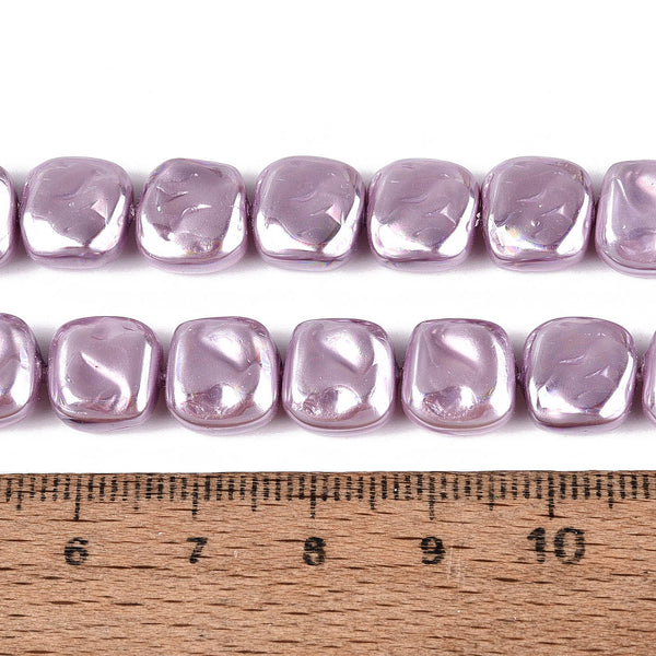 Glasperlen Quadrat Perlmuttglanz 10mm 37 Stück / Strang
