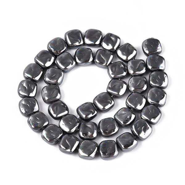 Glasperlen Quadrat Perlmuttglanz 10mm 37 Stück / Strang