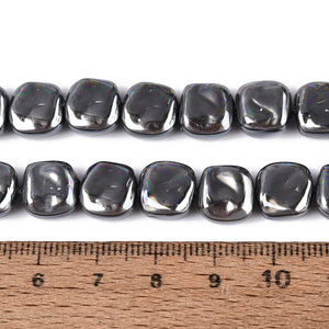 Glasperlen Quadrat Perlmuttglanz 10mm 37 Stück / Strang