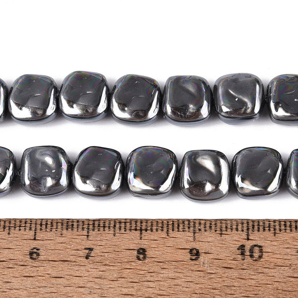 Glasperlen Quadrat Perlmuttglanz 10mm 37 Stück / Strang